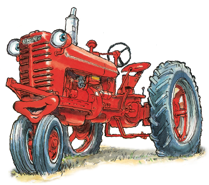 Vintage Red Tractor Illustration PNG