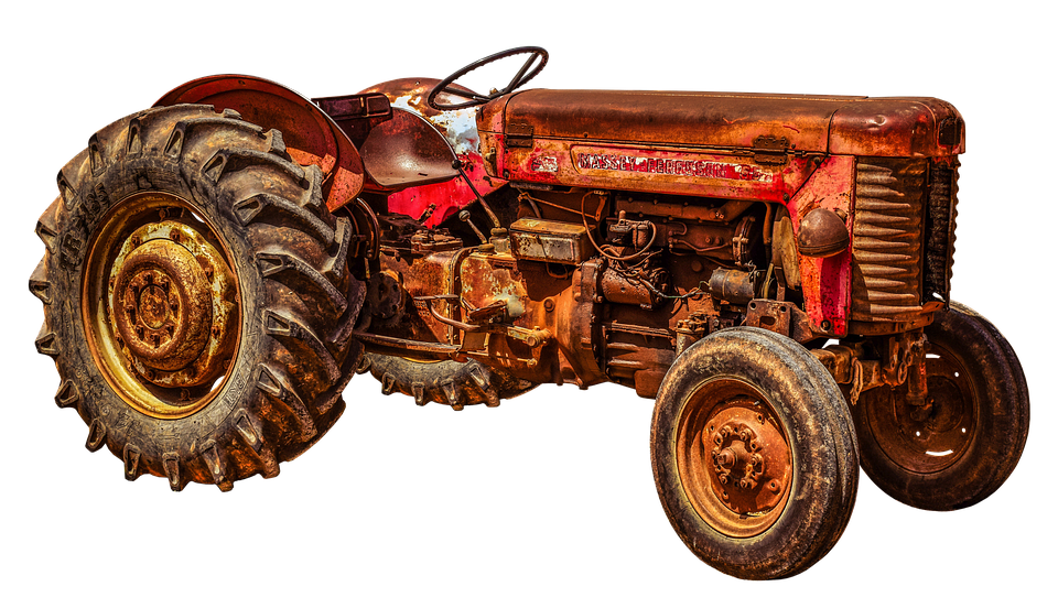 Vintage Red Tractor Isolated PNG