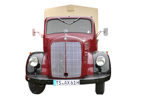 Vintage Red Truck Front View PNG