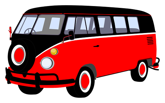 Vintage Redand Black Bus Illustration PNG