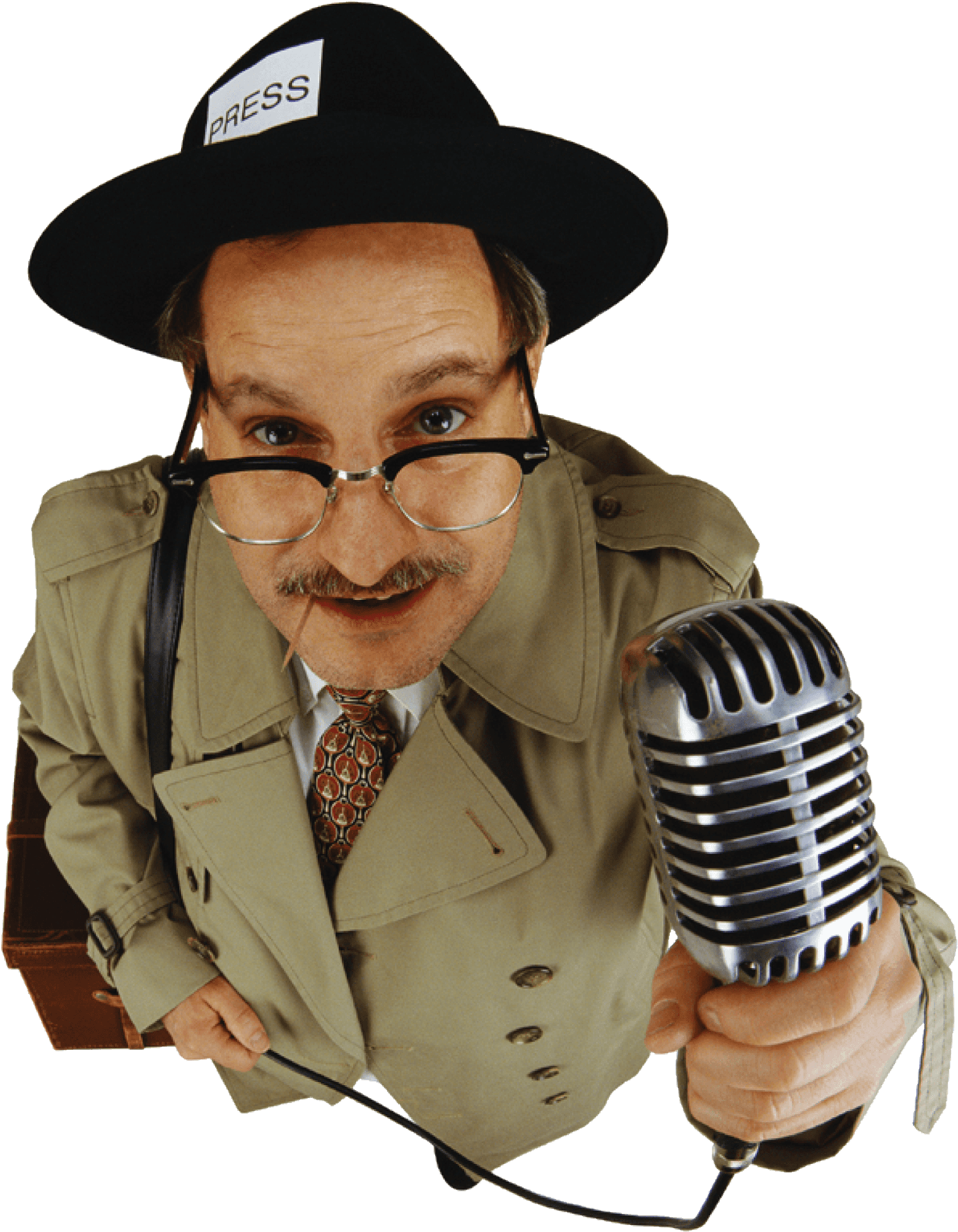 Vintage Reporter With Microphone PNG