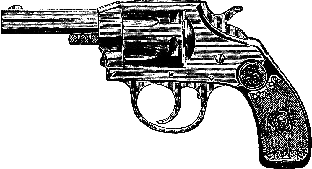 Vintage Revolver Sketch PNG