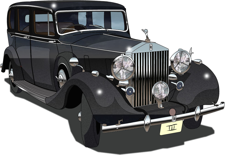 Vintage Rolls Royce Classic Car Illustration PNG