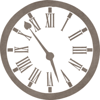 Vintage Roman Numerals Clock Face PNG