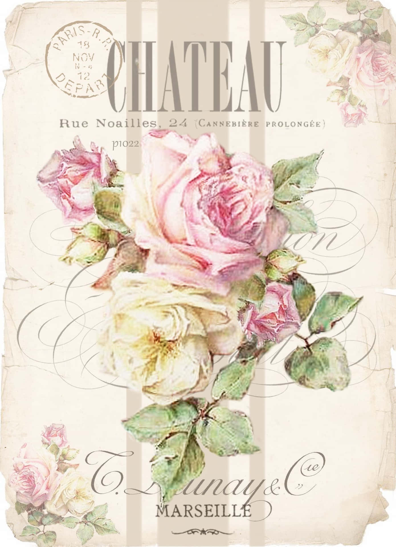 Delicate Vintage Rose Blooming Wallpaper