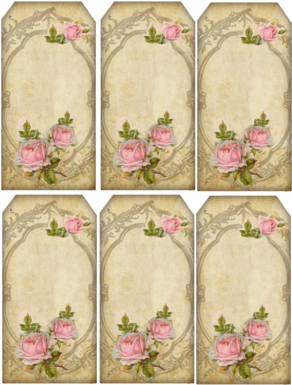 Vintage Rose Decorative Cards Set PNG