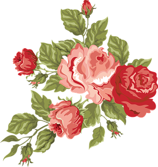 Vintage Rose Floral Design PNG