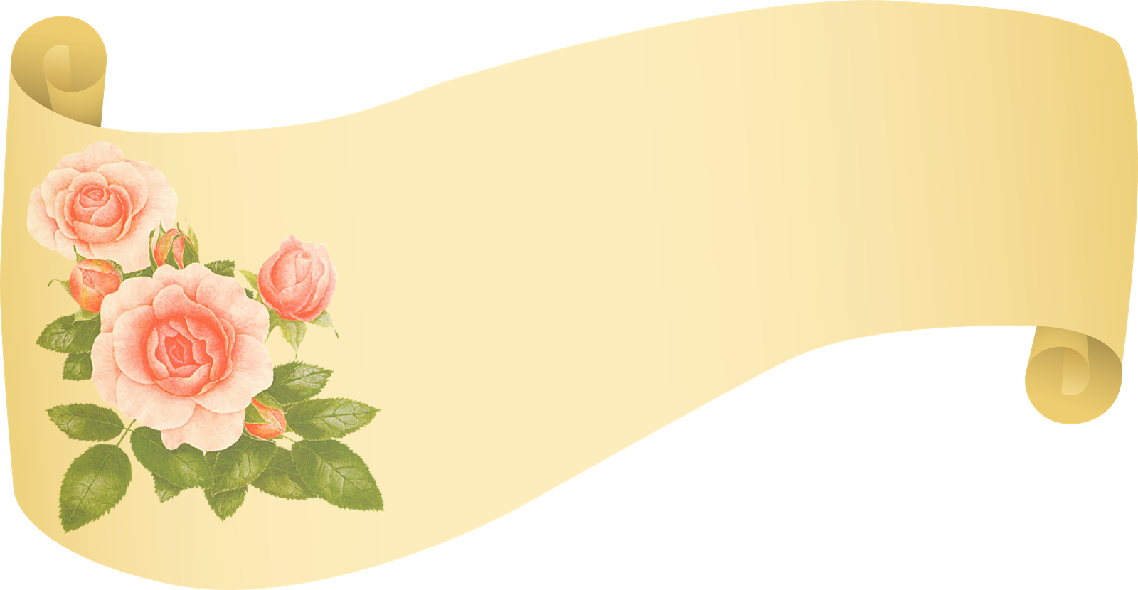 Vintage Rose Scroll Banner PNG