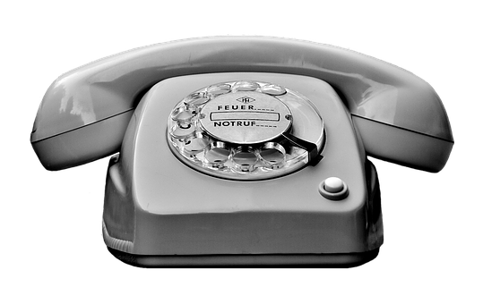Vintage Rotary Phone Blackand White PNG