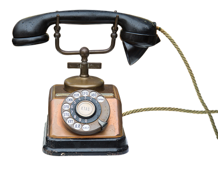 Vintage Rotary Telephone Black Background PNG