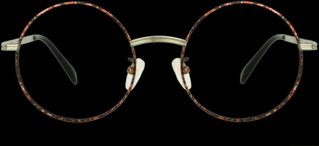 Vintage Round Tortoiseshell Glasses PNG