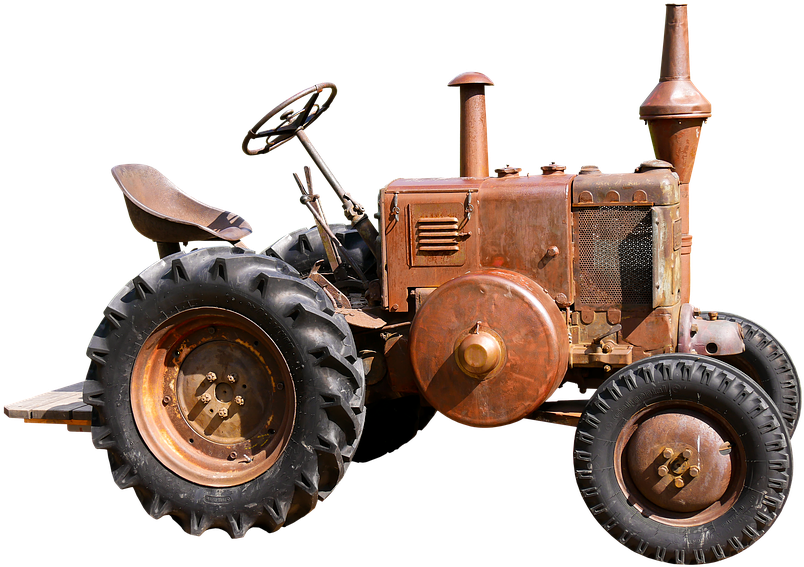 Vintage Rusty Tractor Isolated PNG