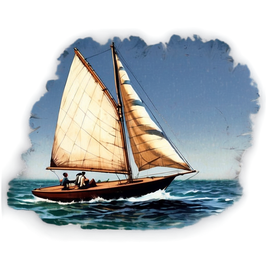 Vintage Sailboat Poster Png Kok PNG