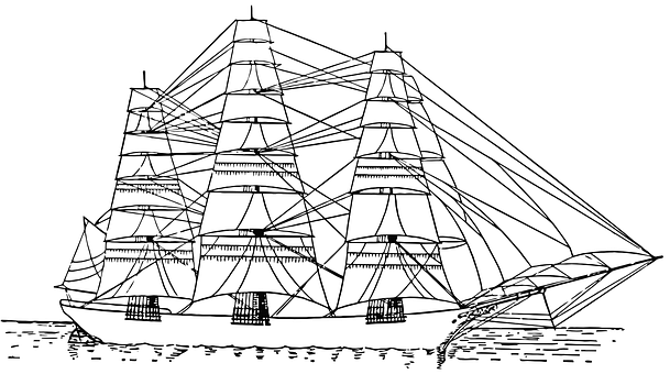 Vintage Sailing Ship Sketch PNG
