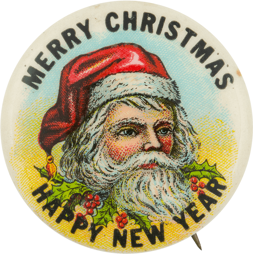 Vintage Santa Claus Christmas New Year Pin PNG