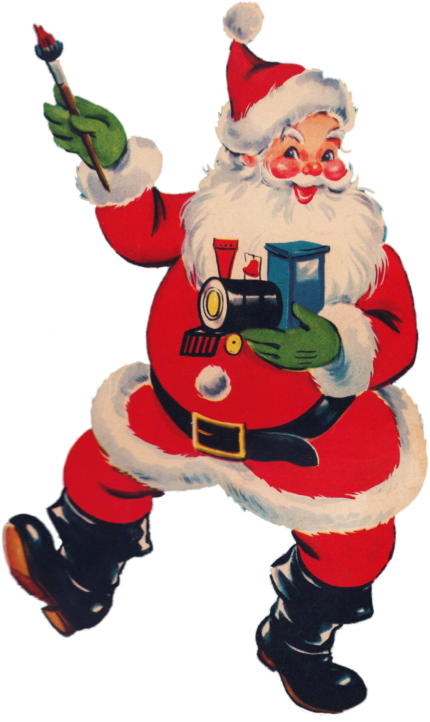 Vintage Santa Claus With Toys PNG