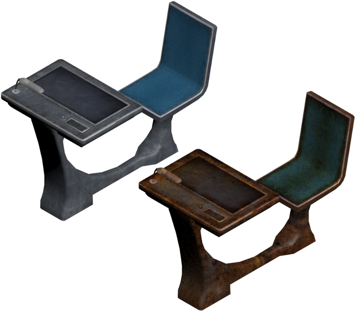 Vintage School Deskand Chair Combo PNG