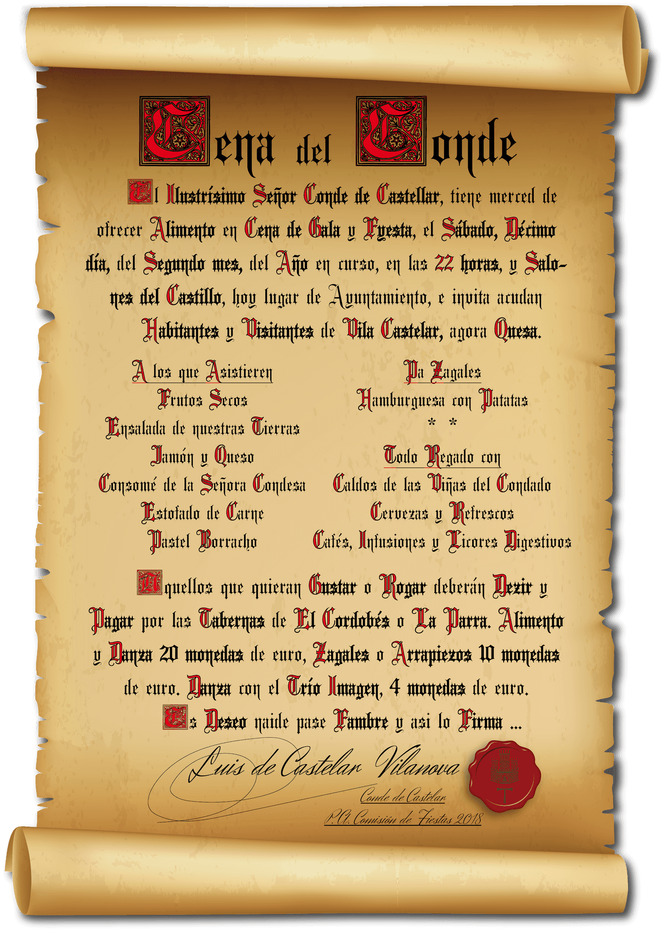 Vintage Scroll Menu Design PNG