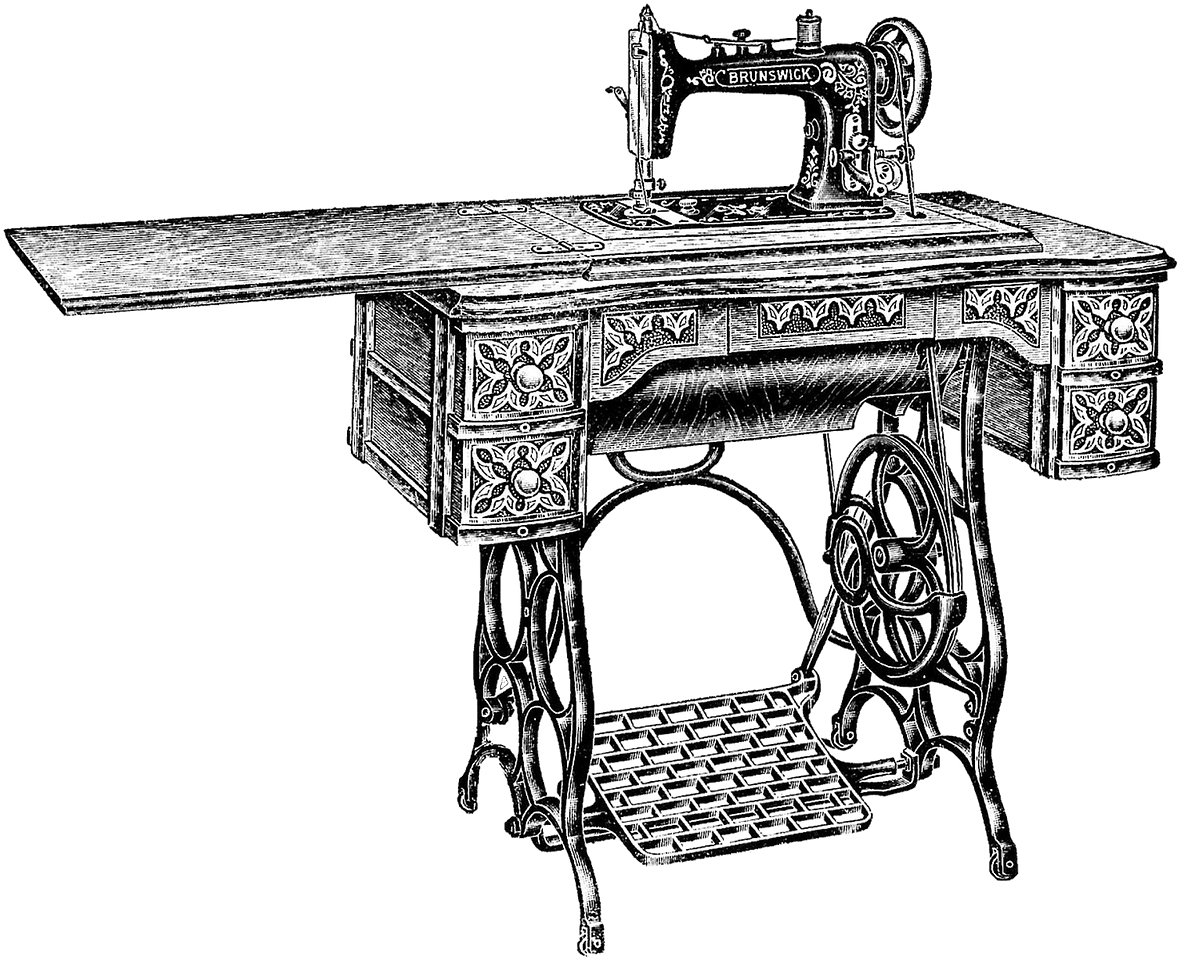 Vintage Sewing Machine Illustration PNG