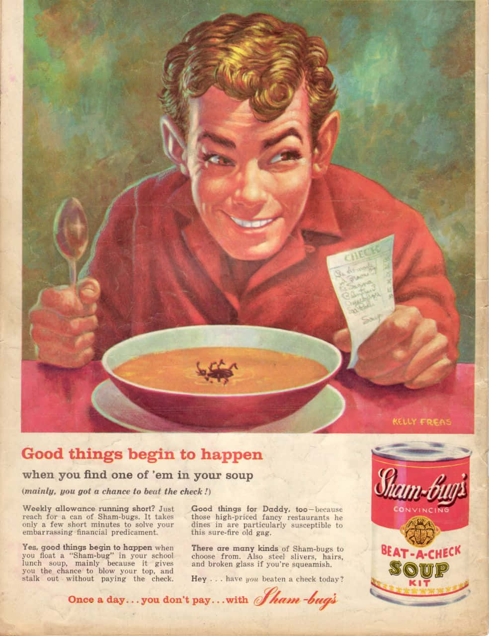 Vintage Sham Bugs Soup Ad Wallpaper