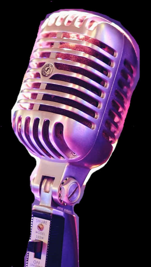 Vintage Shure Microphone Purple Hue PNG