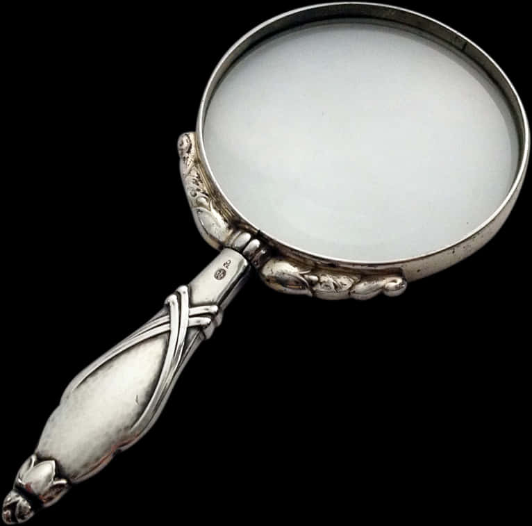 Vintage Silver Magnifying Glass PNG
