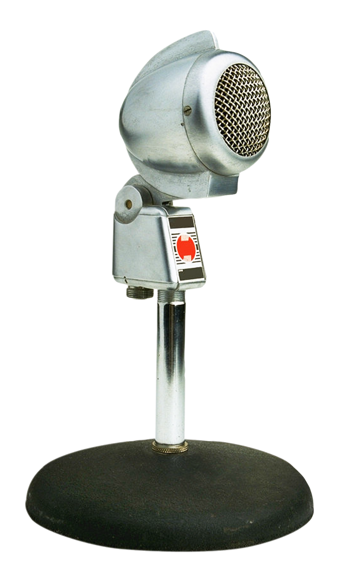 Vintage Silver Microphoneon Stand PNG