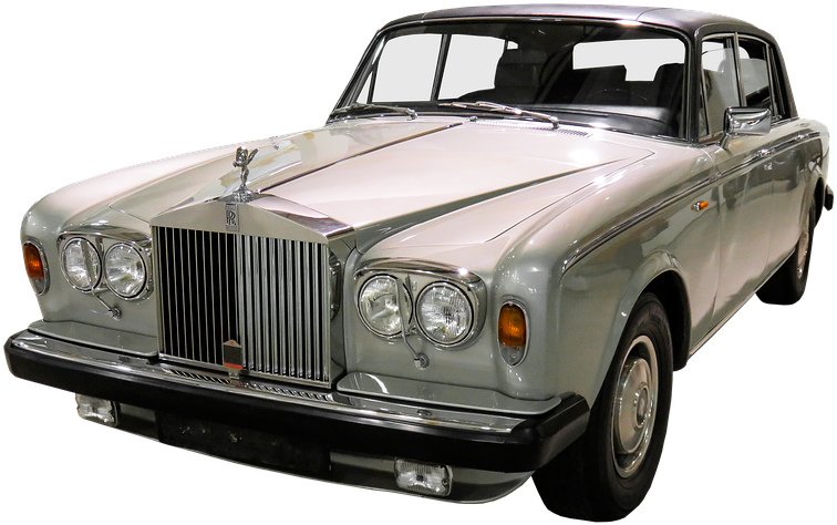 Vintage Silver Rolls Royce Classic Car PNG