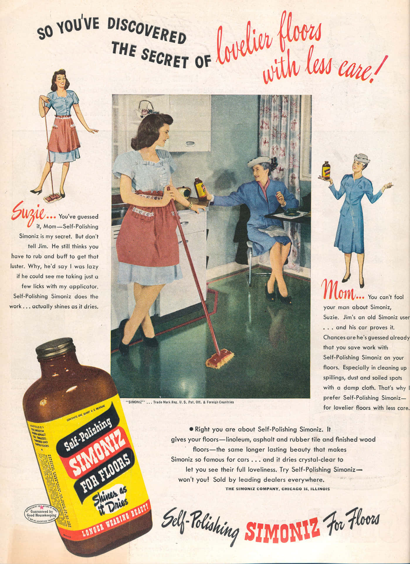 Vintage Simoniz Floor Wax Ad Wallpaper
