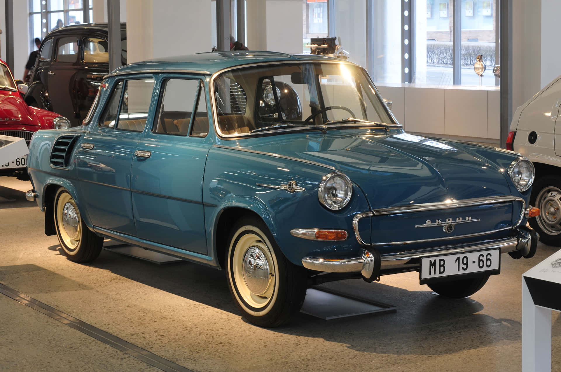 Vintage Skoda 1000 Mb Klassieke Auto Tentoonstelling Achtergrond