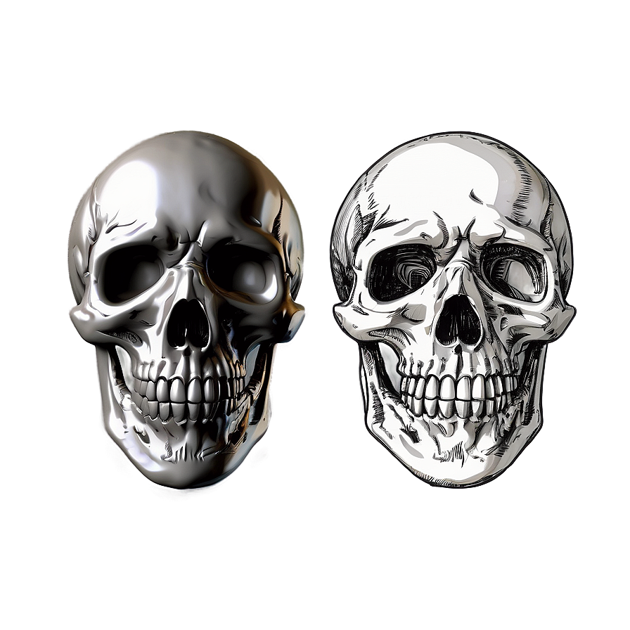Vintage Skull Face Rendering Png Vgj69 PNG