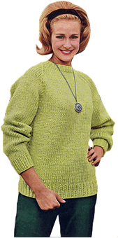 Vintage Smiling Woman Green Sweater PNG