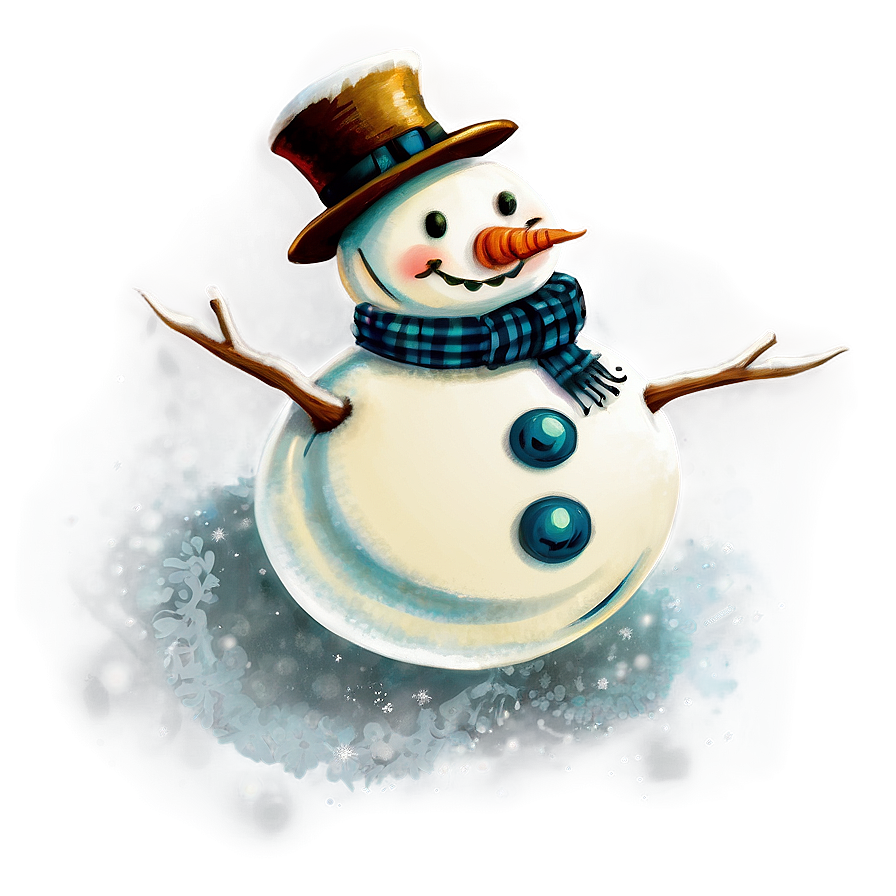 Vintage Snowman Art Png Lqp98 PNG