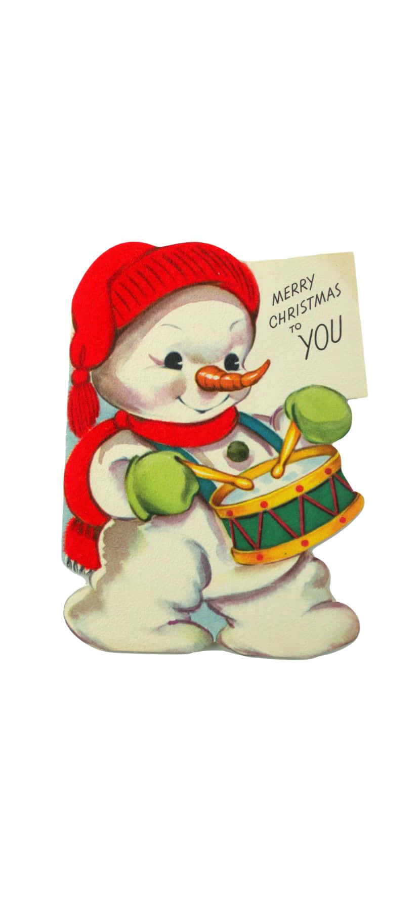 Vintage Snowman Drummer Christmas Card Wallpaper