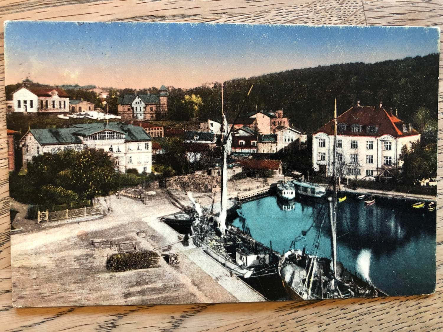 Vintage Sodertalje Harbor Postcard Wallpaper