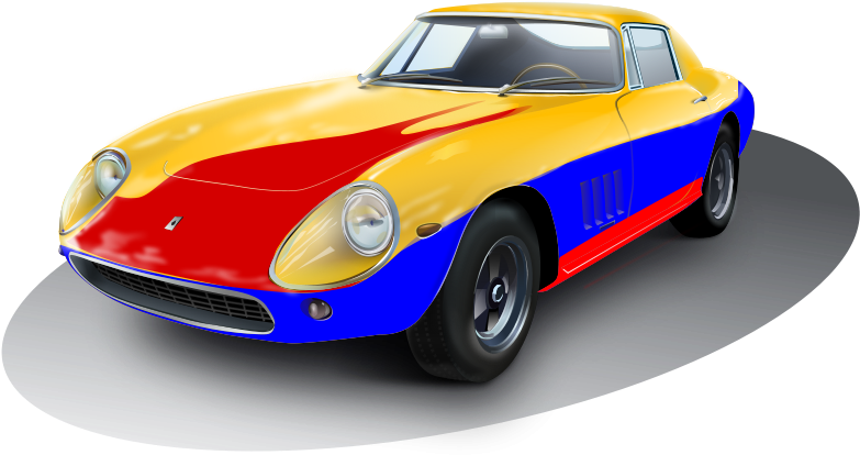 Vintage Sports Car Colorful Design PNG