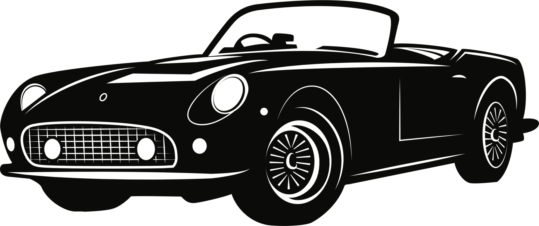 Vintage Sports Car Silhouette PNG