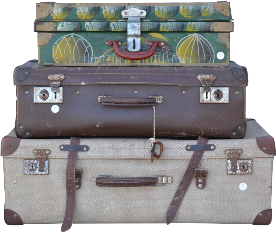 Vintage Stacked Suitcases PNG