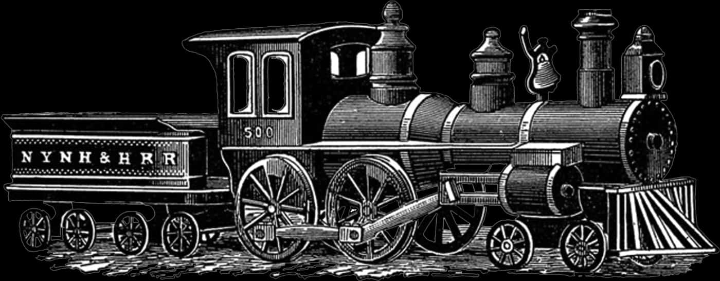 Vintage Steam Engine Illustration PNG