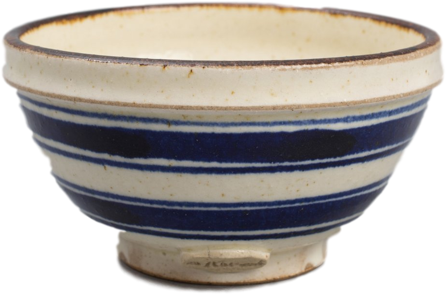 Vintage Striped Ceramic Bowl PNG