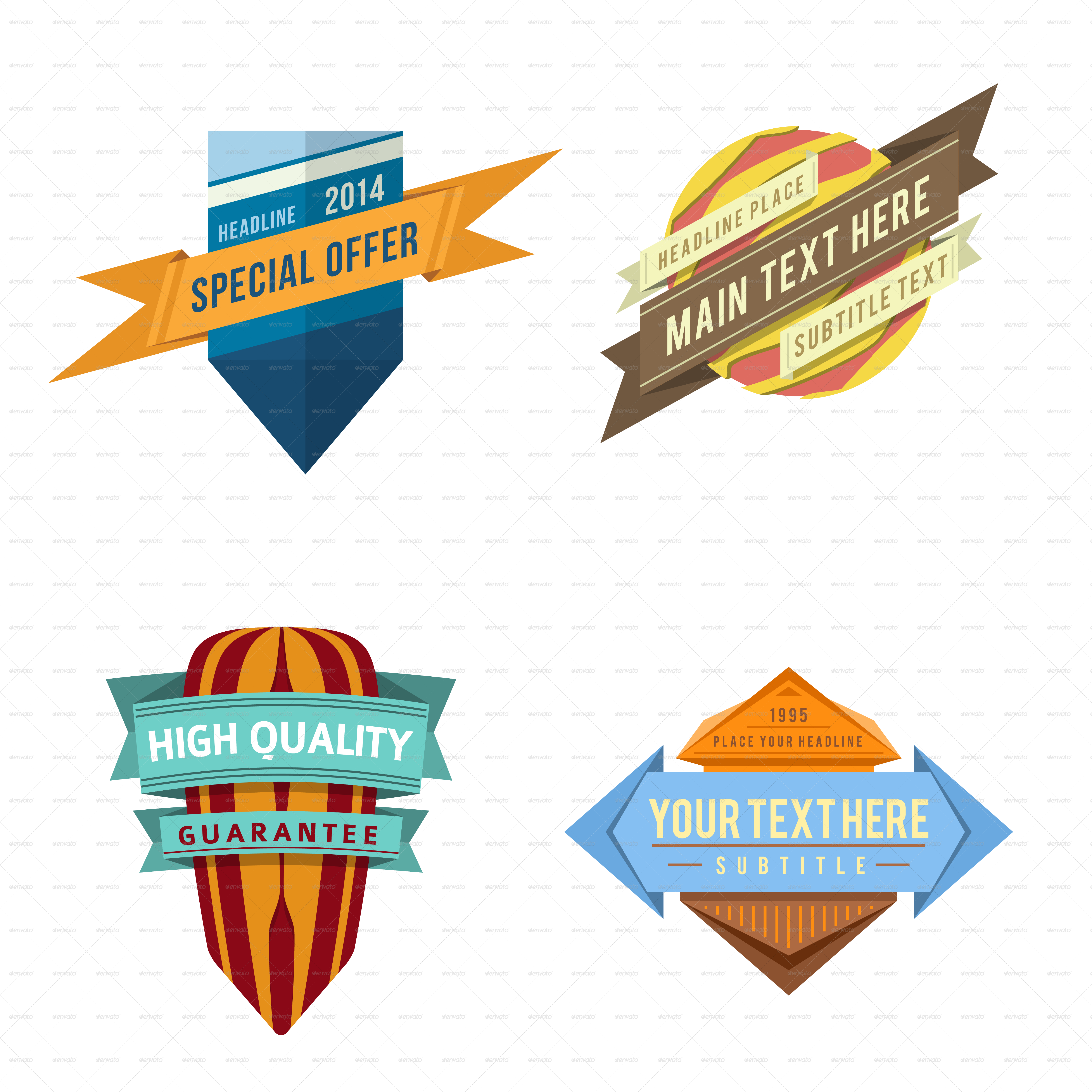 Vintage Style Badges Collection PNG