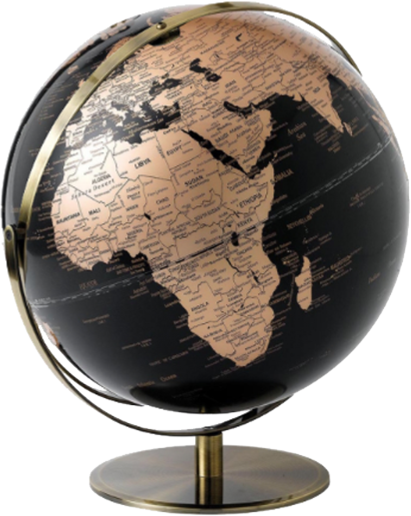 Vintage Style Blackand Copper Globe PNG