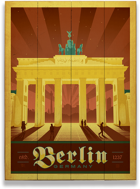 Vintage Style Brandenburg Gate Poster PNG