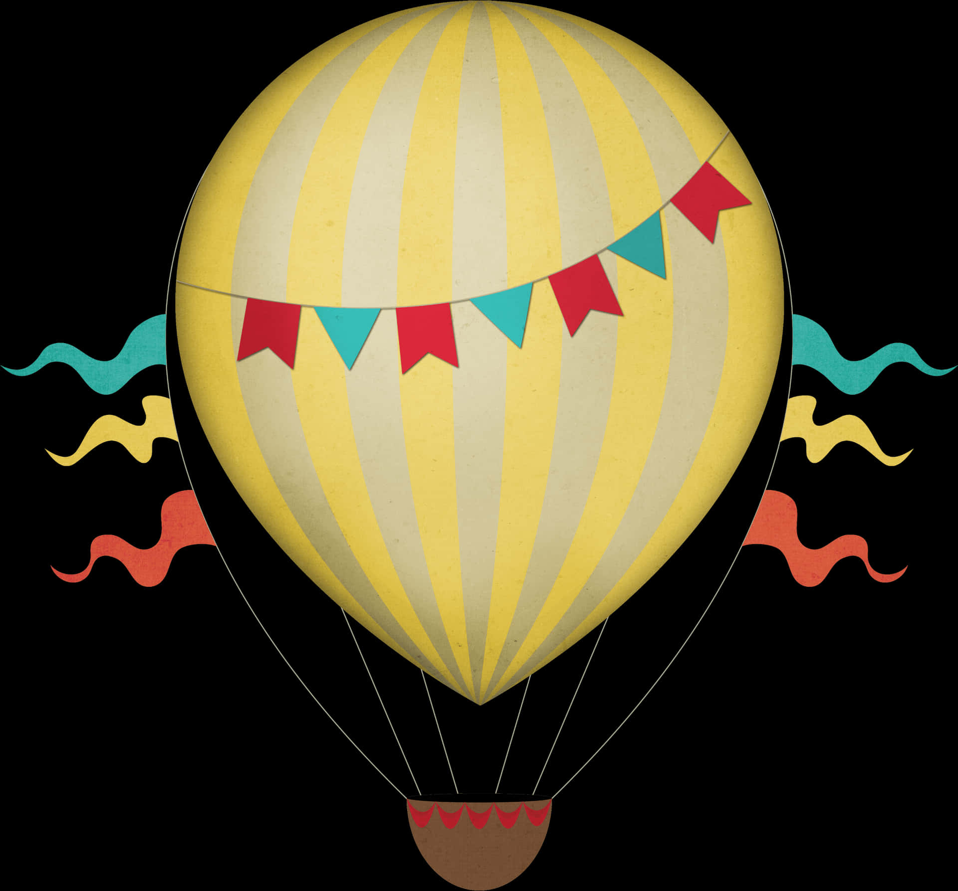 Vintage Style Hot Air Balloon Illustration PNG