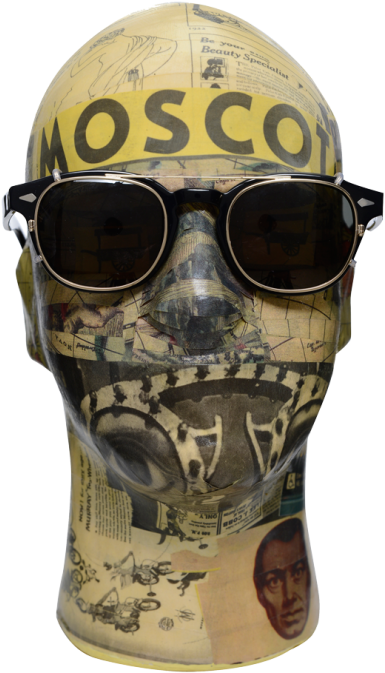Vintage Style Mannequin Headwith Sunglasses PNG