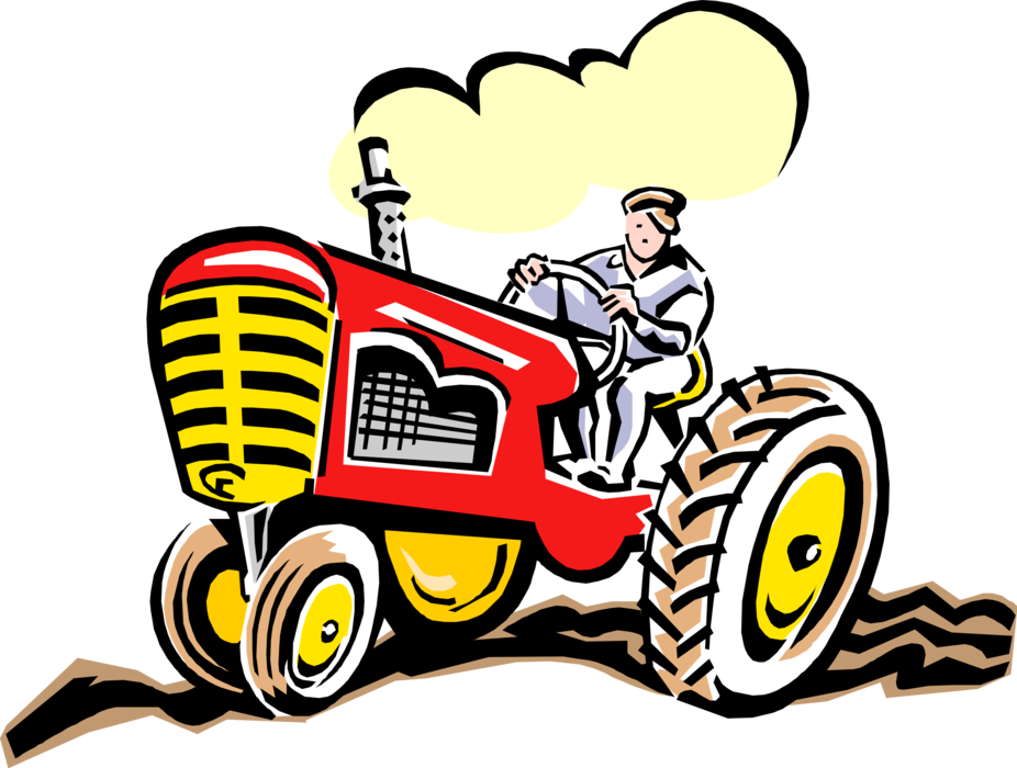 Vintage Style Red Tractor Illustration PNG