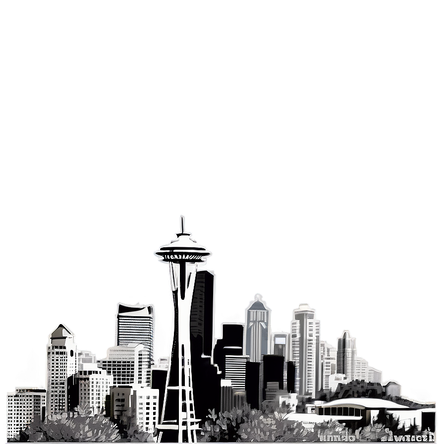 Vintage Style Seattle Skyline Png 06252024 PNG