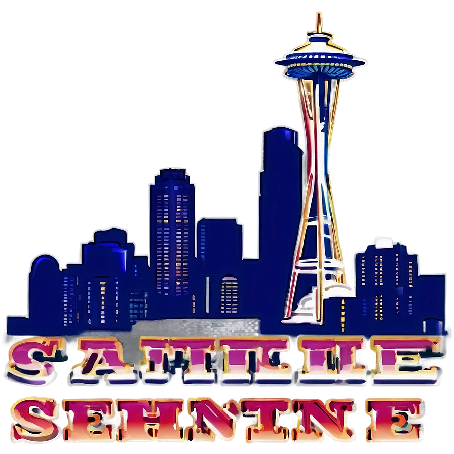 Vintage Style Seattle Skyline Png 06252024 PNG