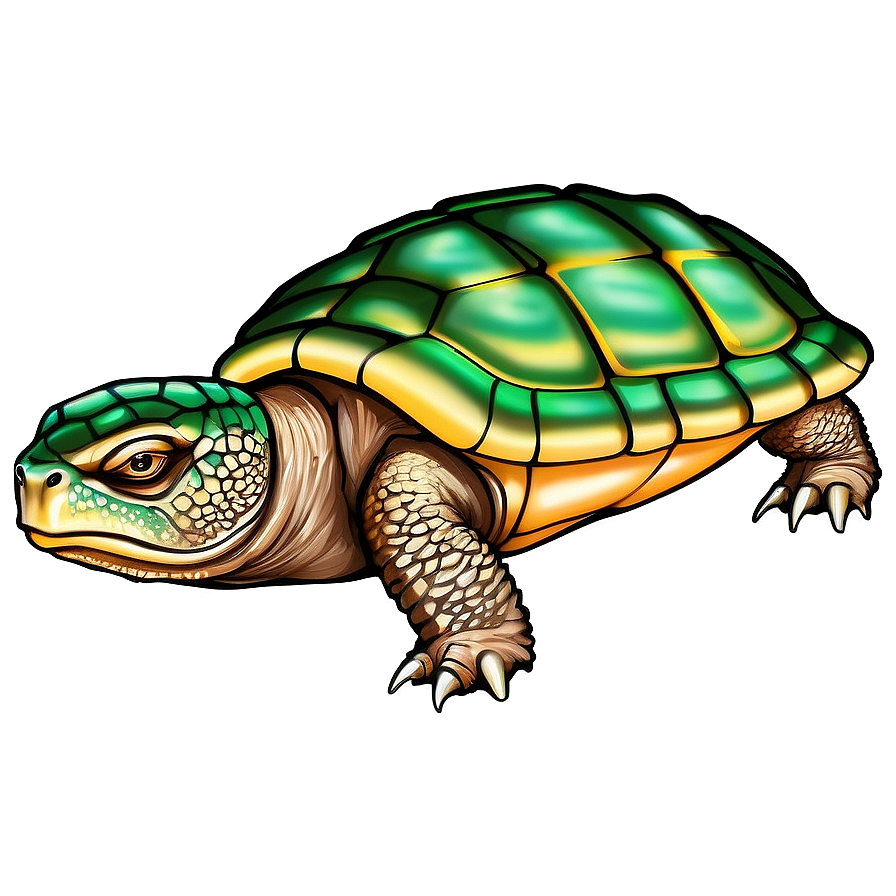 Vintage Style Snapping Turtle Drawing Png 3 PNG