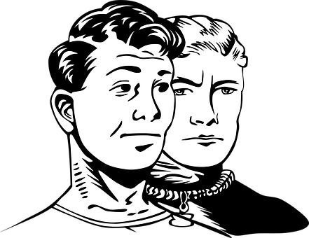 Vintage Style Two Men Illustration PNG